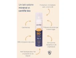 Lait Solaire Bio SPF50 – 100g 12 Lait Solaire Bio SPF50 – 100g -Vague Surfing Oceane Boutique lait solaire bio spf50 100g kerbi cremes solaires 4